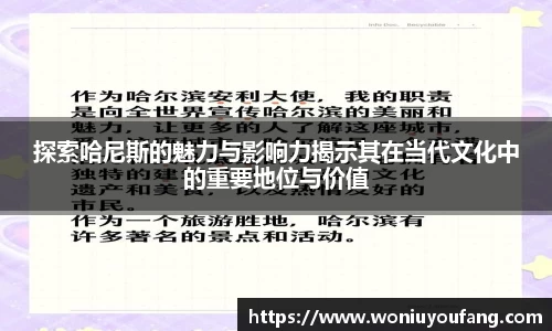 探索哈尼斯的魅力与影响力揭示其在当代文化中的重要地位与价值